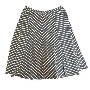 Sundance Women's Small Pull-On A-Line Skirt Elastic Waist Black Beige Striped